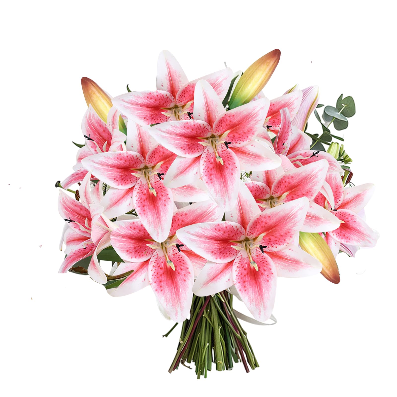 Lys artificiels roses fausses fleurs sans entretien pour salon lumineux