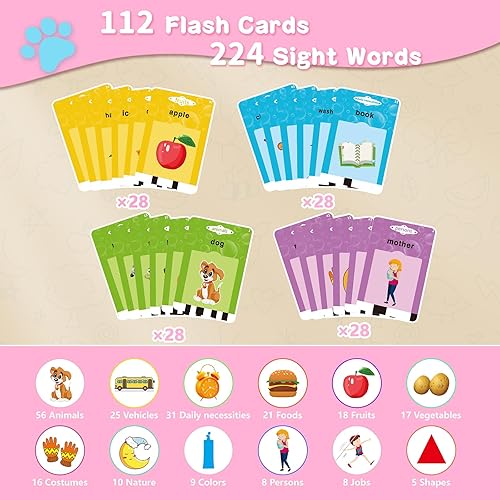 Miniatura 5 de Iosare Tarjetas didácticas parlantes con 224 palabras visuales, juguetes Montessori para niños, terapia del habla, juguetes sensoriales para