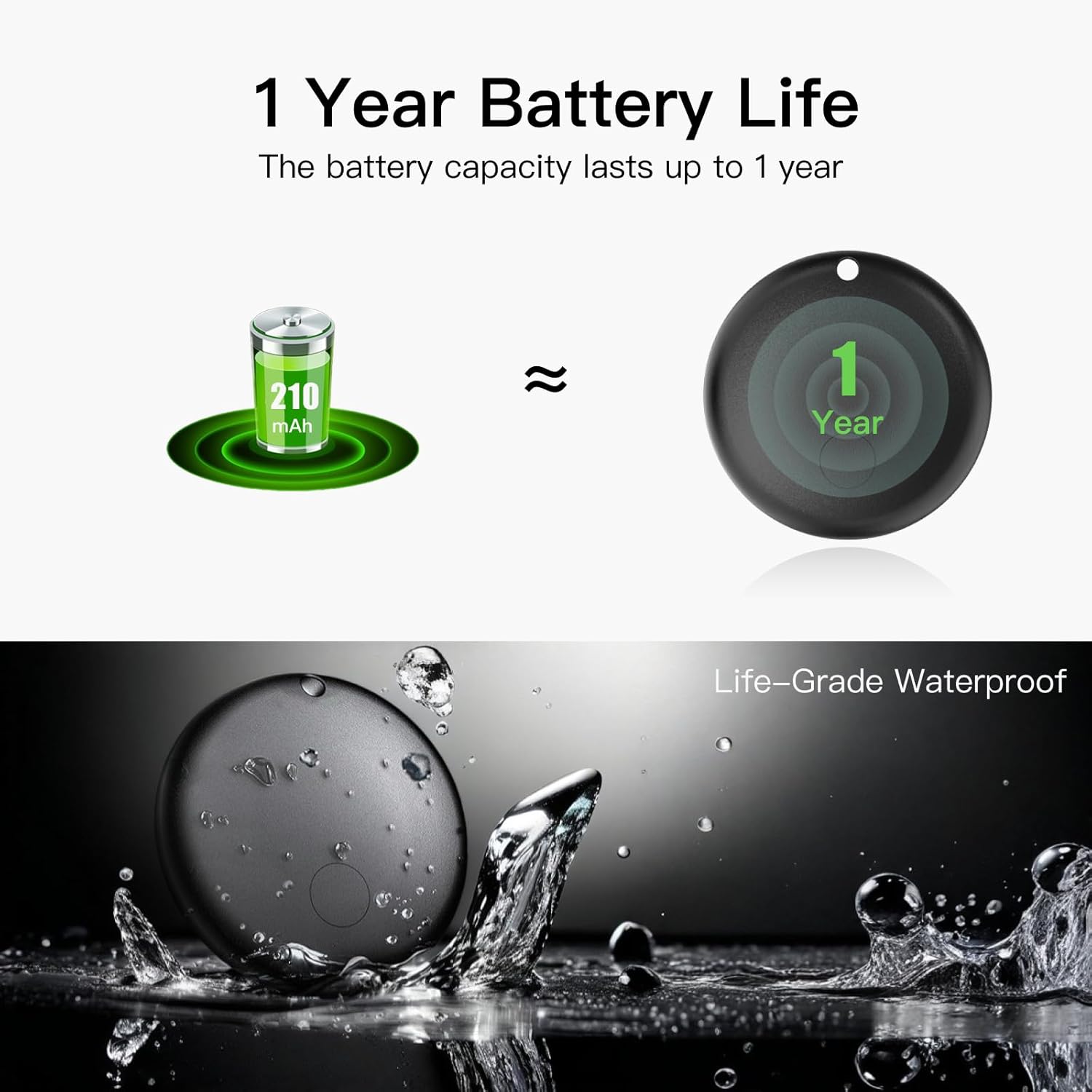 RAINDROPS Air Tracker Tags for Android, Air Tags-4 Pack Bluetooth Tracker Works with Google Find Hub, Item Finder for Keys, Luggage, Wallet, Pets (Android Only, Black, 4 Pack) - Image 4