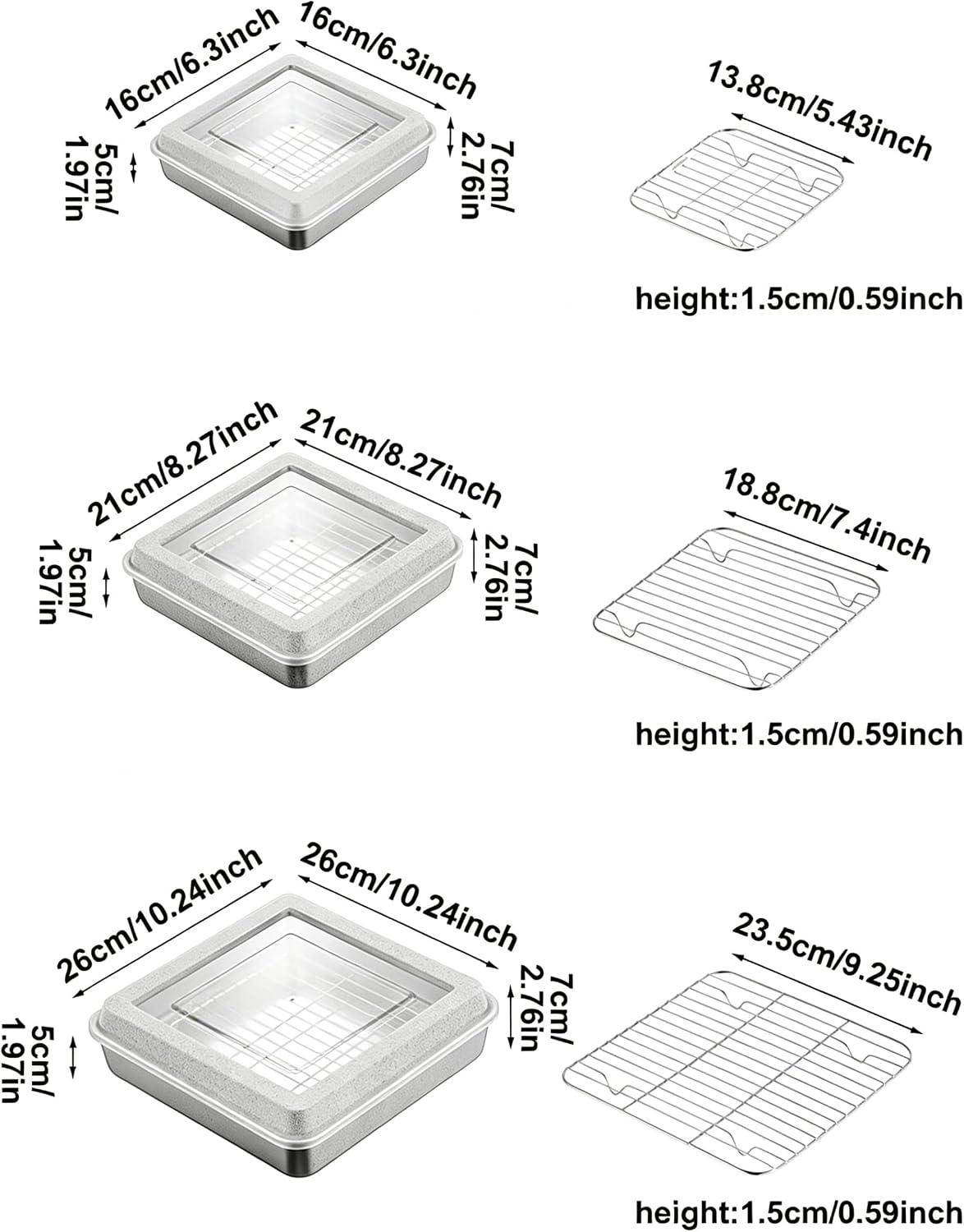 8x8 Stainless Steel Square Baking Pan with Lid & Rack, Dishwasher Safe Oven Tray for Brownies Cakes Casseroles Roasting (8.3 x 8.3 in)
