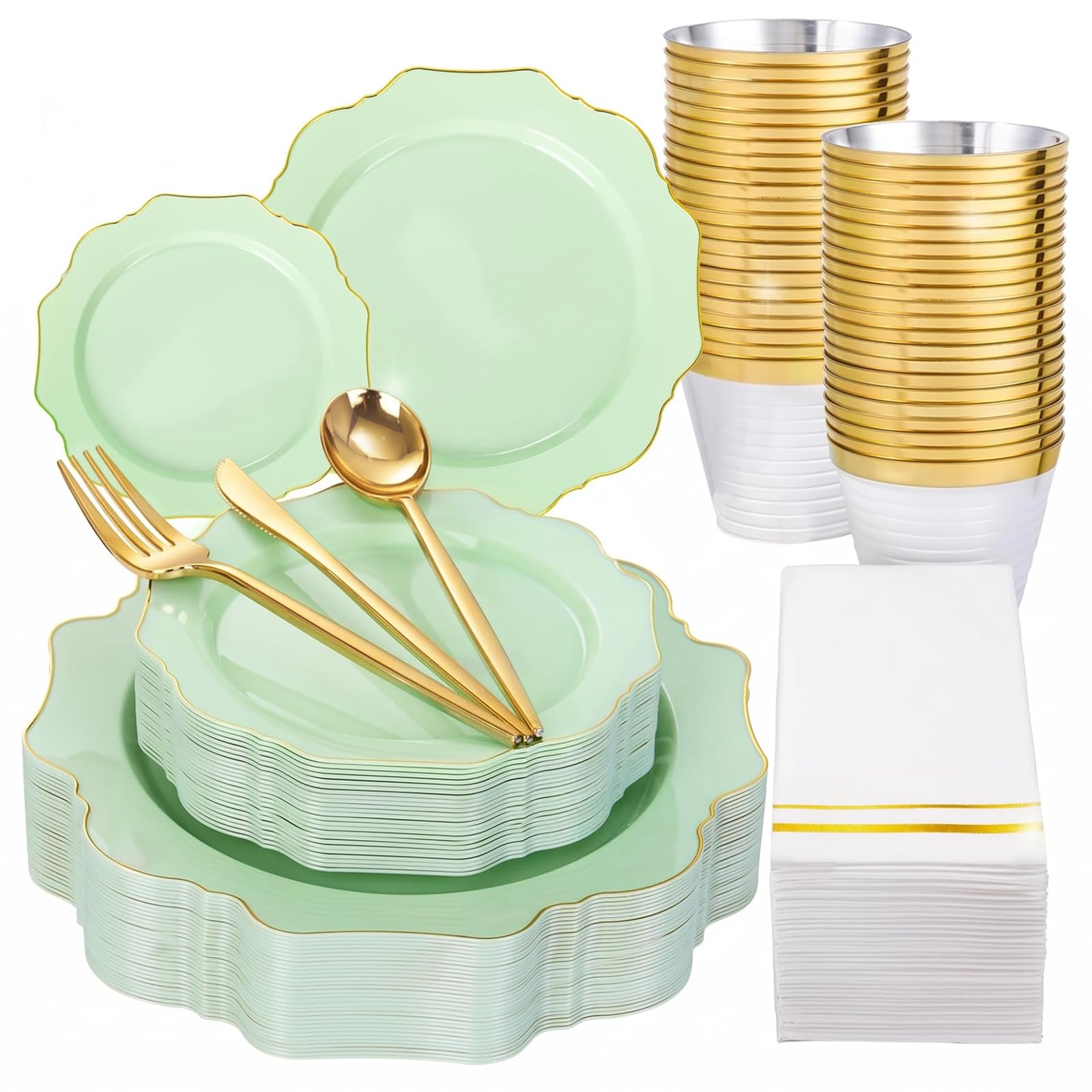 Pink & Gold Disposable Plates - Party Dinnerware -14