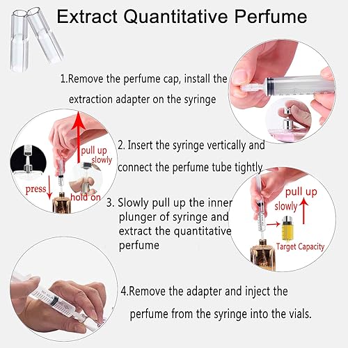 Miniatura 5 de MUB Bomba dispensadora de perfume de 0.3 fl oz (0.3 fl oz), adaptador de plástico, bomba de jeringa para viajes, botella atomizadora de perfume