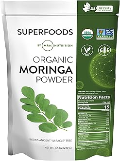 Organic Moringa Powder - USDA Organic Moringa Leaf Powder, Superfood High in Fiber and Antioxidants for Smoothies, Tea, and Daily Nutrition, for Women & Men, Vegan and Gluten-Free - 60 Servings