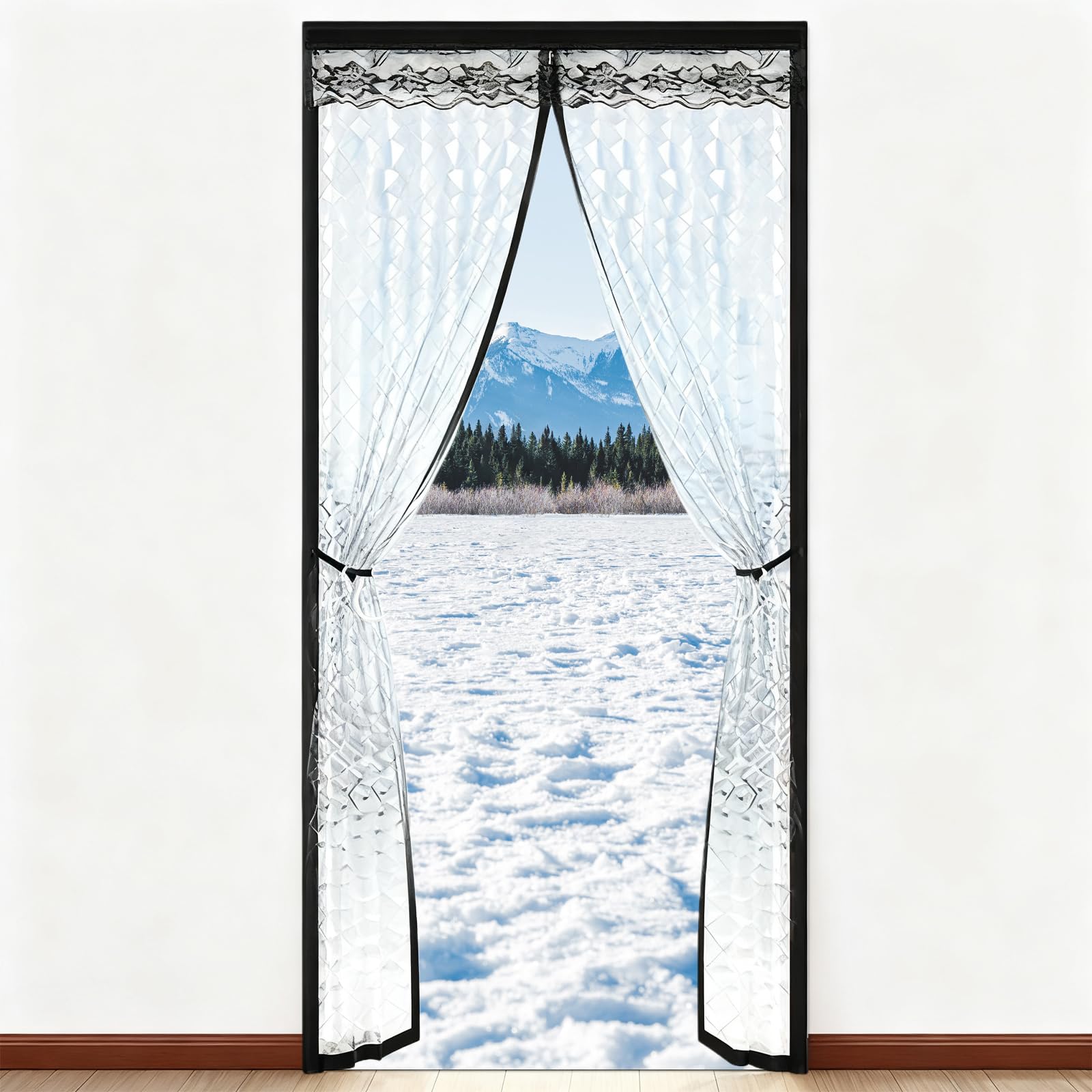 Cortina magnética de protección térmica: cortina térmica de protección térmica para invierno, cortina aislante duradera, práctico protector contra el frío para puerta, sin necesidad de