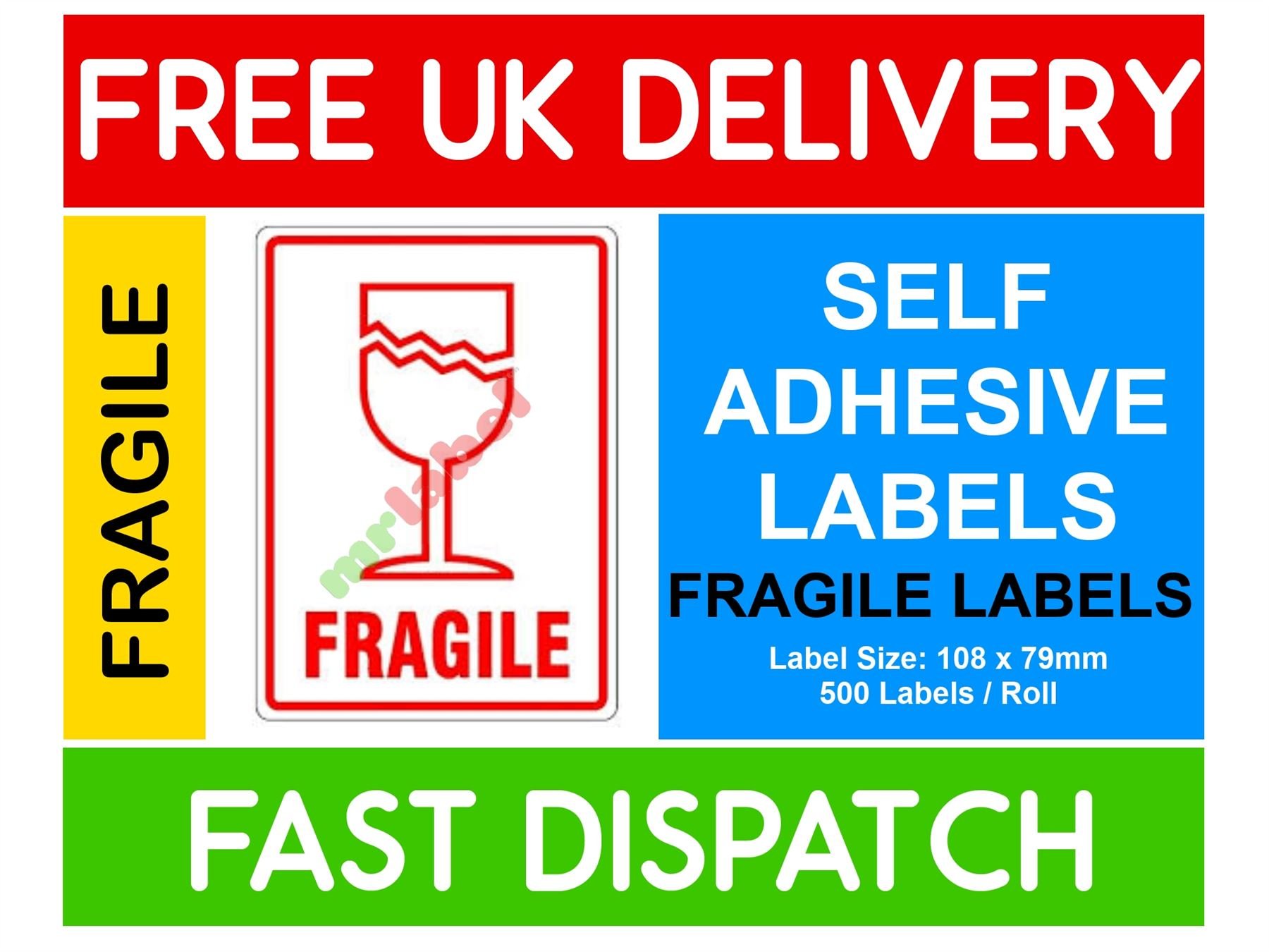Fragile Glassware And Other Fragile 4" X 6", Labels Per Roll : 500 - View #7