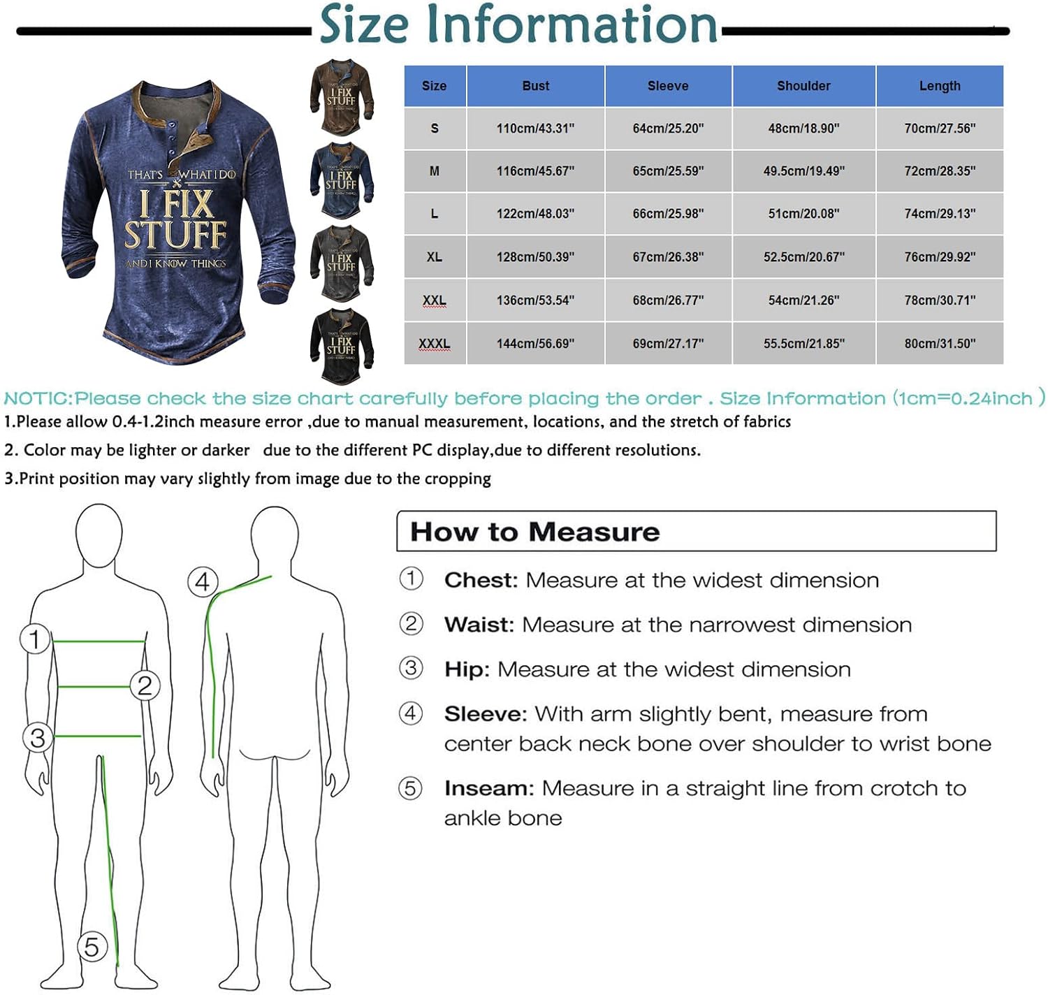 Miniatura 3 de That's What I Do I Fix Stuff and I Know Things, inspiración gráfica, creatividad, camisas casuales de moda para hombre con cuello en V