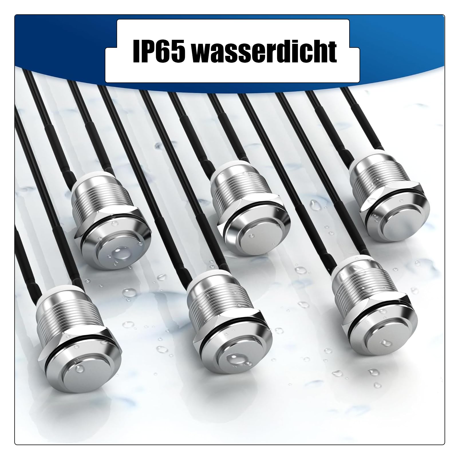 Powice Wodoszczelny przełącznik, 4 x 12 mm, 12 V, wodoszczelny, przełącznik chwilowy, przełącznik ciśnieniowy, przycisk 1 A/6 V/12 V/24 V, odpowiedni do klaksonów, dzwonków samochodowych, itp., z
