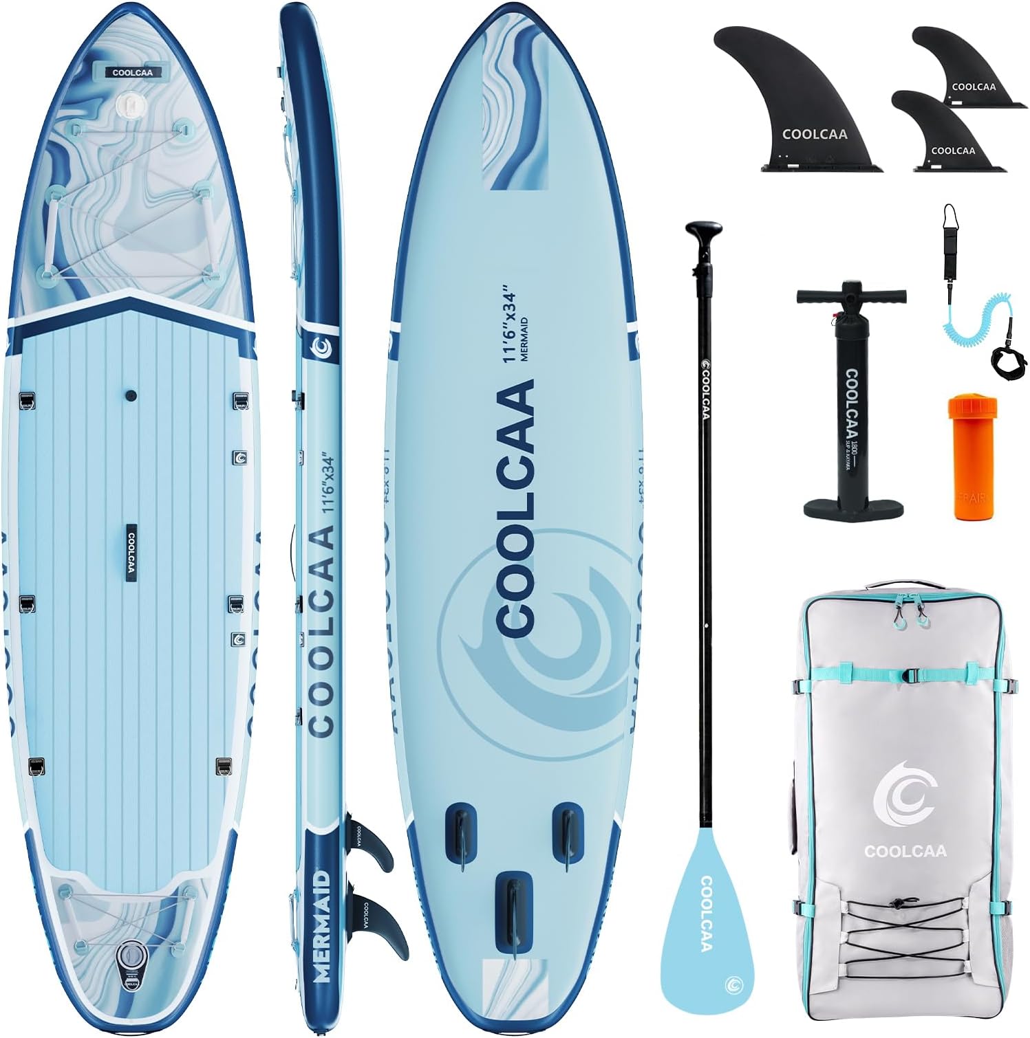 COOLCAA Inflatable Paddle Board, Stand Up Paddleboard with Premium SUP Accessories for Fishing & Yoga