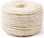 Rope sisal pour la réparation d'arbres de chat 66 FT, 1/4 pouce (6mm) Diamètre Rope sisal pour le remplacement du poste de craquage de chat, DIY Écraseur de chat, Beige