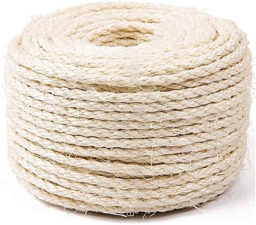 Cuerda de sisal para reparación de árbol de gato, cuerda de sisal de 33 pies, 14 de pulgada (0.236 in) de diámetro para reemplazo de poste rascador