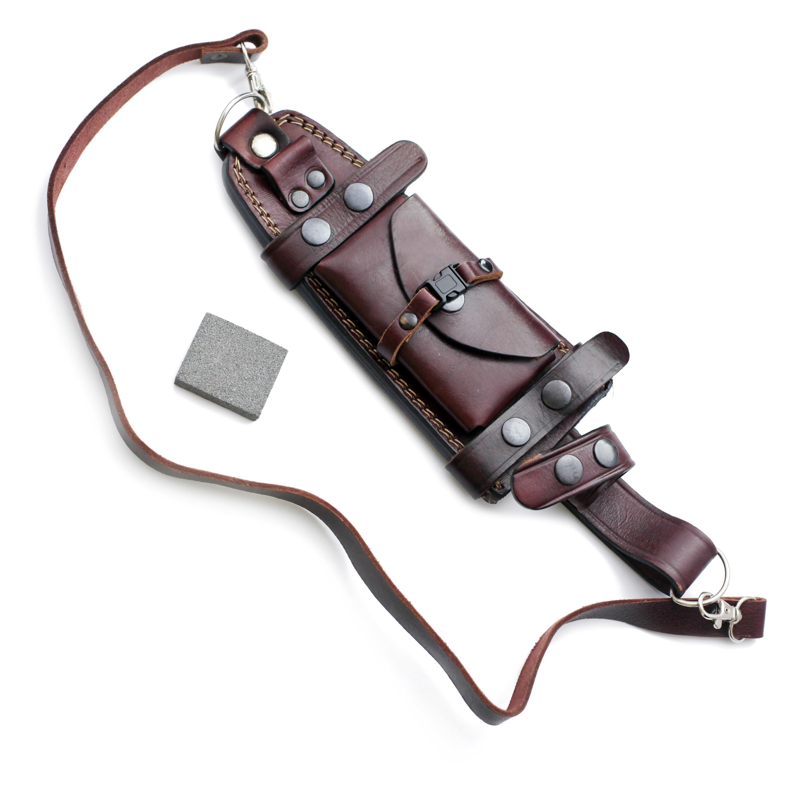 GCS Custom Handcrafted Bushcraft Dual-Carry Knife Blade Horizontal-Vertical Leather Sheath Sheath GCS 205