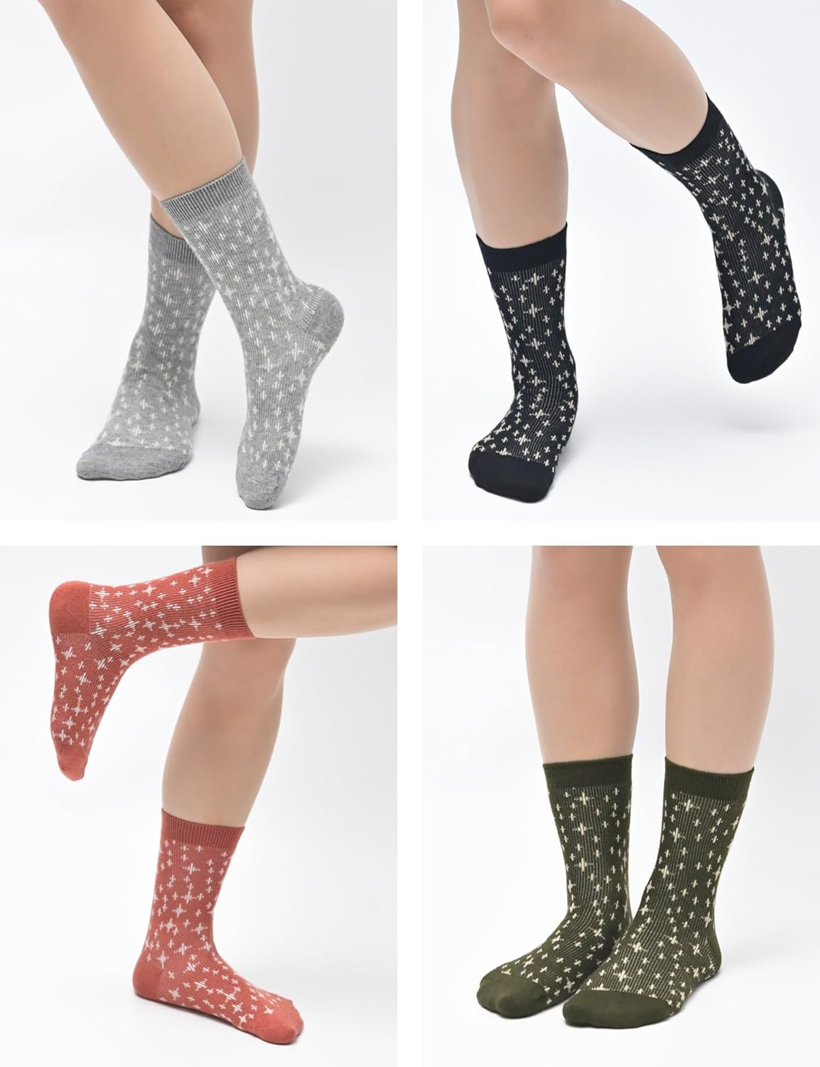 Thin Merino Wool Crew Socks for Women-Warm Soft Cute Boot Socks, Casual Gift, 4 Pairs(Size 5-10) - Image 2
