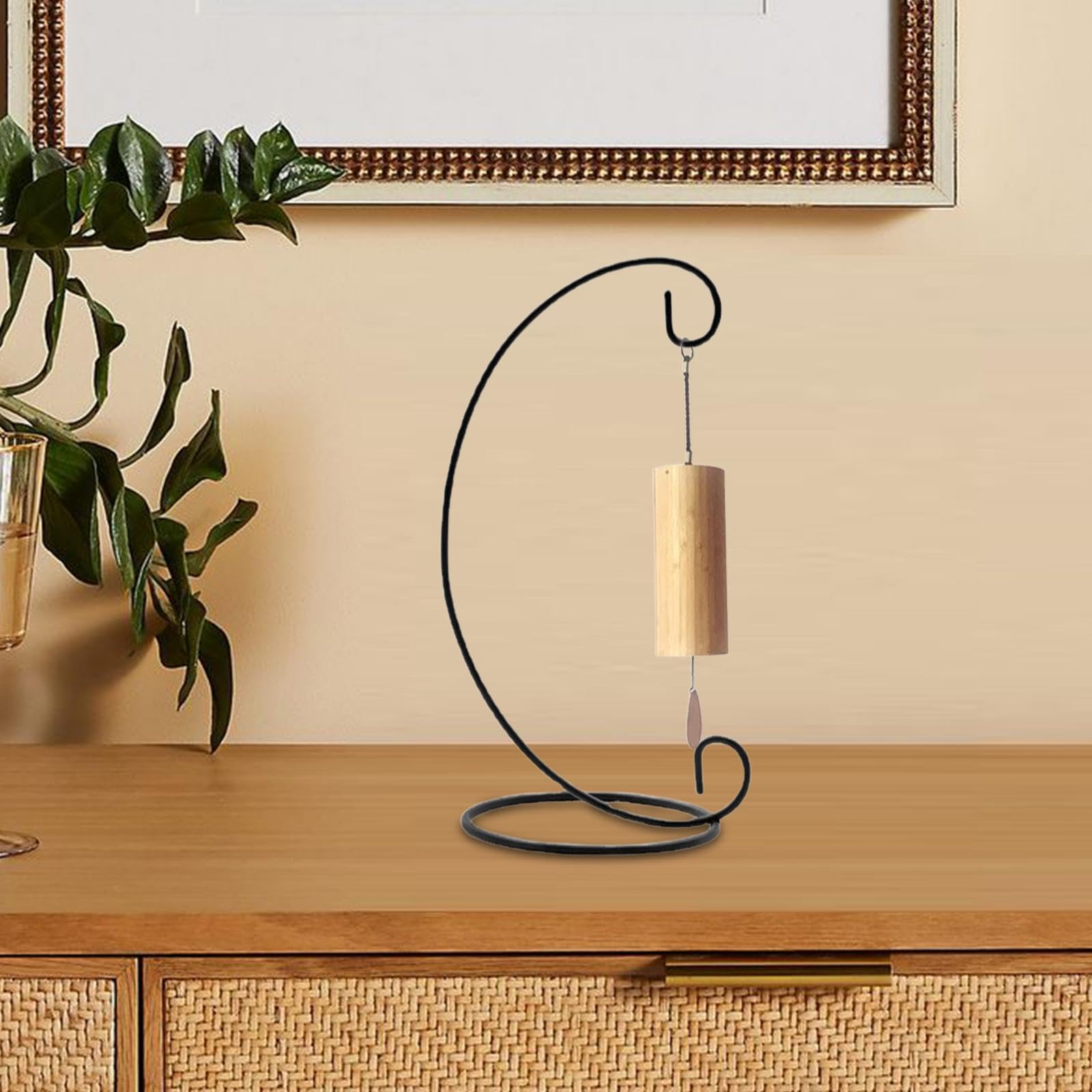Supporto per Campanelli a con Base Rotonda, Mensola Decorativa, Supporto per Campanelli a per Lanterne da Tavolo da Interni, Piante Sospes, Nero 28 Cm