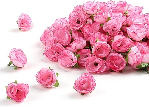 SITUMEIZI 100 rosas artificiales de 1.3 pulgadas con cabeza de rosa rosa para el hogar, boda, pared, jardín, fiesta, cumpleaños, decoración