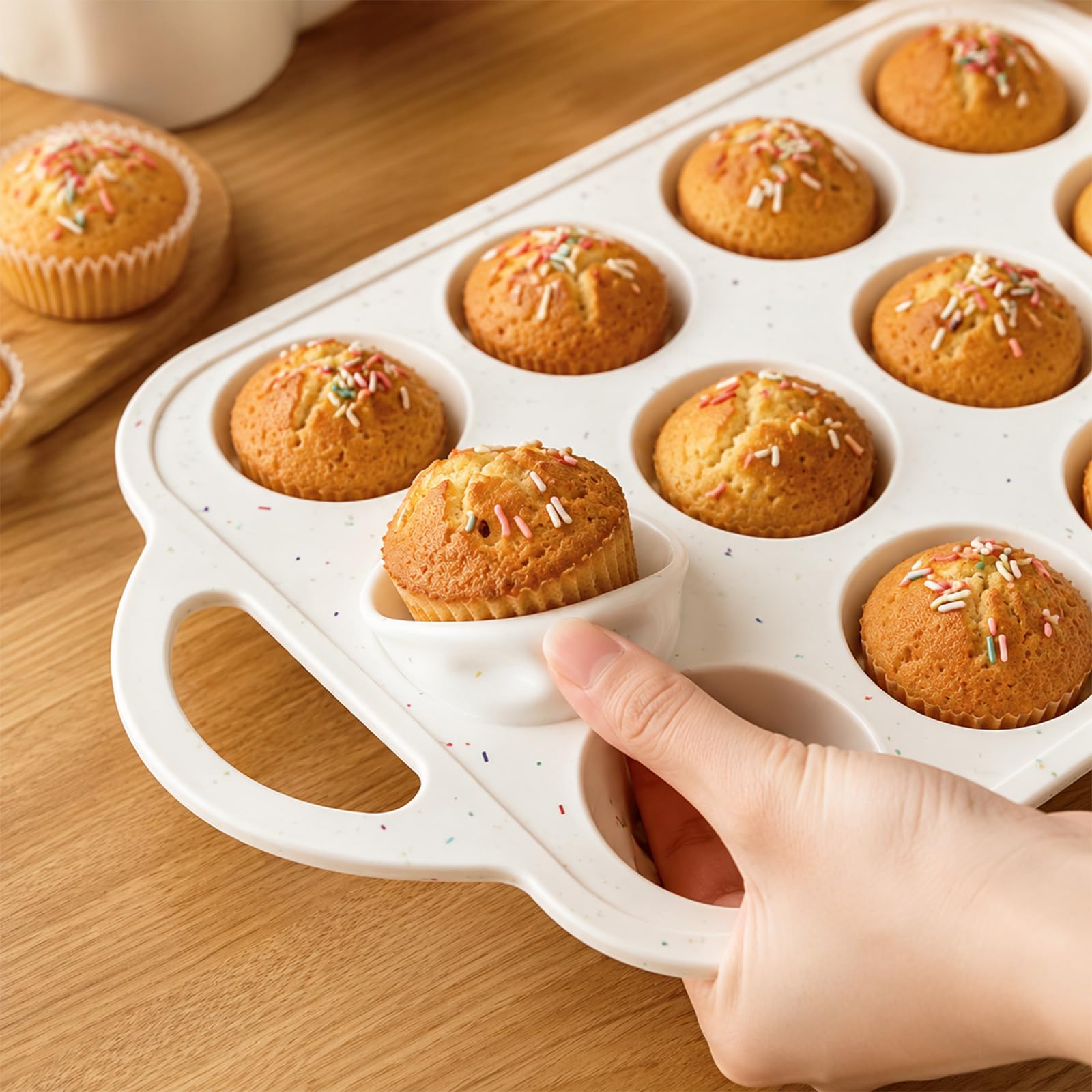 Ensemble de 2 moules à muffins en silicone de qualité alimentaire, ustensiles de cuisson de cuisine, moule à cupcakes réutilisable à dégagement facile pour la cuisson par lots, four à micro-ondes, à à
