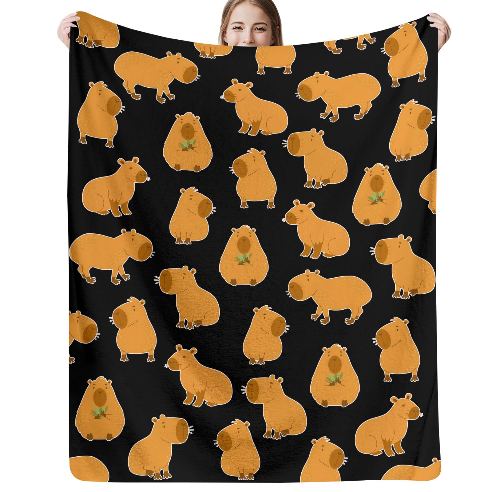 Qucarder Capybara Blanket Cutes Capybara Gifts Animals Lovers Throw Blankets Lightweight Cozy Flannel Blanket for Girls Boys Kids Bedroom Couch Sofa Home Decor 50x60 Inch - Image 2