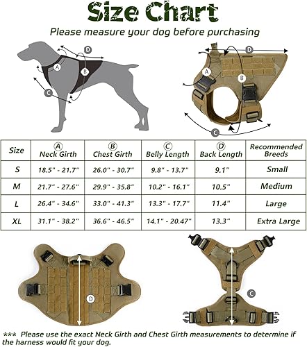Miniatura 2 de rabbitgoo Arnés táctico para perros grandes, arnés resistente con asa, chaleco para perros de servicio sin tirones, para razas grandes, arnés