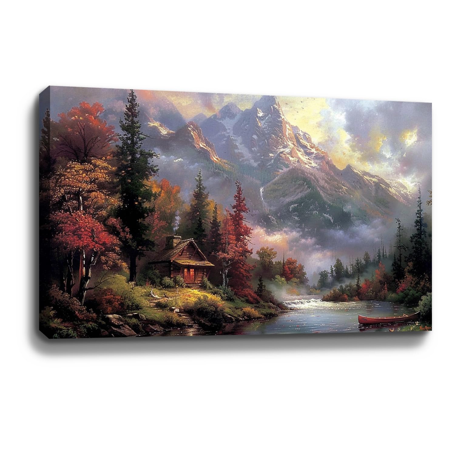 Amazon.com: Vintage Painting Mountain Paradise Wall Art Framed