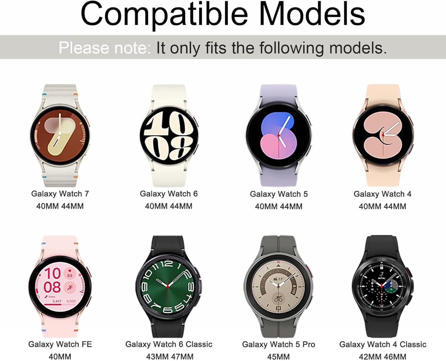 8 Pack No Gap Bands Compatible with Samsung Galaxy Watch 7 6 5 4 Band 40mm 44mm, Galaxy Watch 6 4 Classic 42mm 46mm 43mm 47mm 5 Pro 45mm FE 40mm, 20mm Soft Silicone Sport Strap Women Men - Image 2