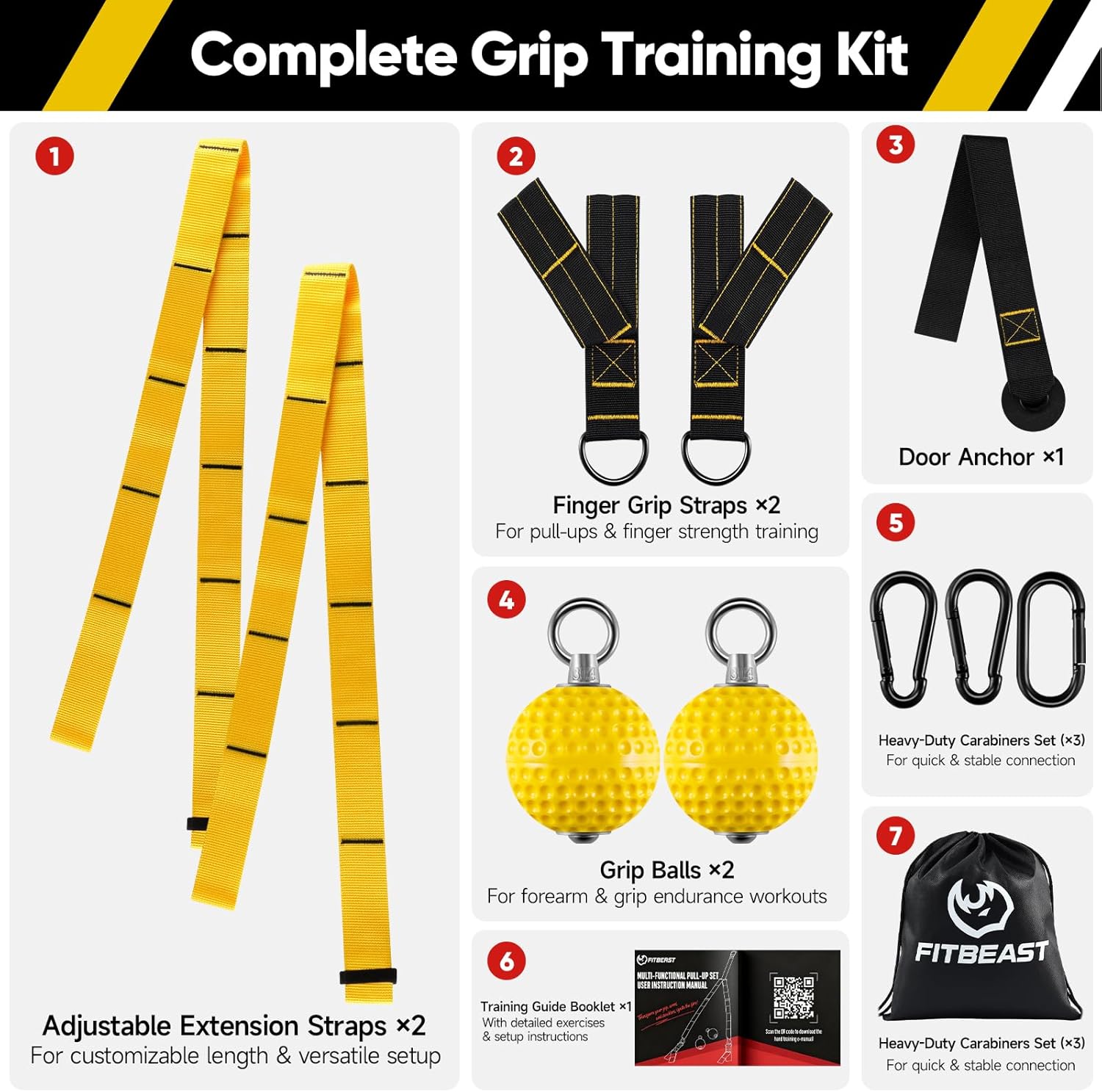 FitBeast Pull Up Ball Grips & Finger Straps Set – Grip Balls for Dead Hangs, Pull Ups, Climbing & Home Gym Training