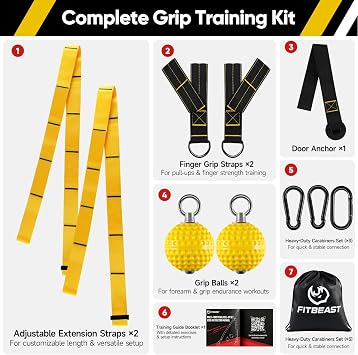 FitBeast Pull Up Ball Grips & Finger Straps Set Grip Balls for Dead Hangs, Pull Ups, Climbing & Home Gym Training