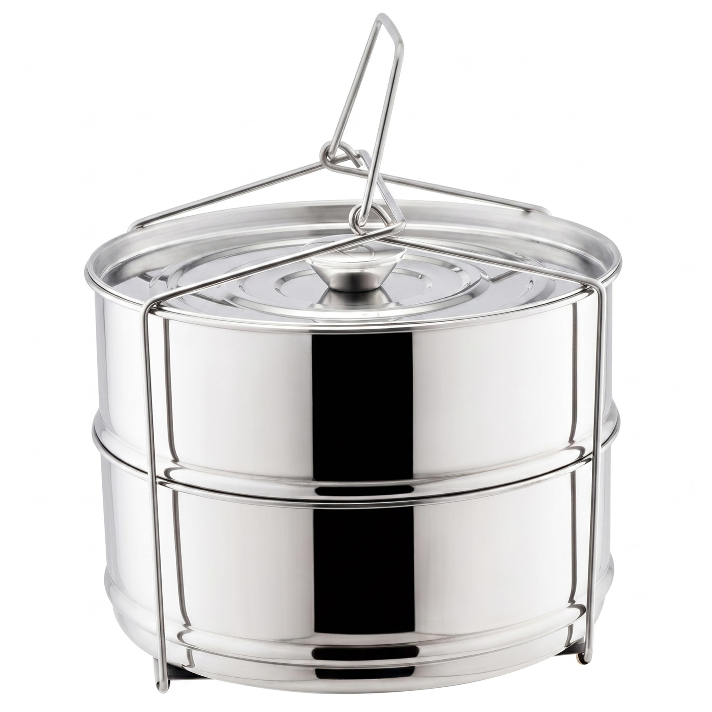 Xdyyjrasa Pressure Cooker Accessories - 2-Tier Stainless Steam Basket with Lid & Handle, Pot-in-Pot Steel Inserts Stackable for Vegetables Rice Meat Fish