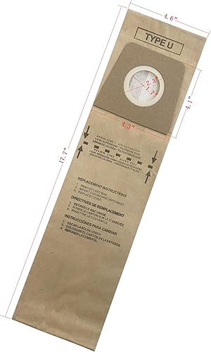 Miniatura 7 de CF Clean Fairy Paquete de 20 bolsas de papel para aspiradora compatibles con Dirt Devil Royal Type U Uprights de repuesto para 3920047001 3920048001