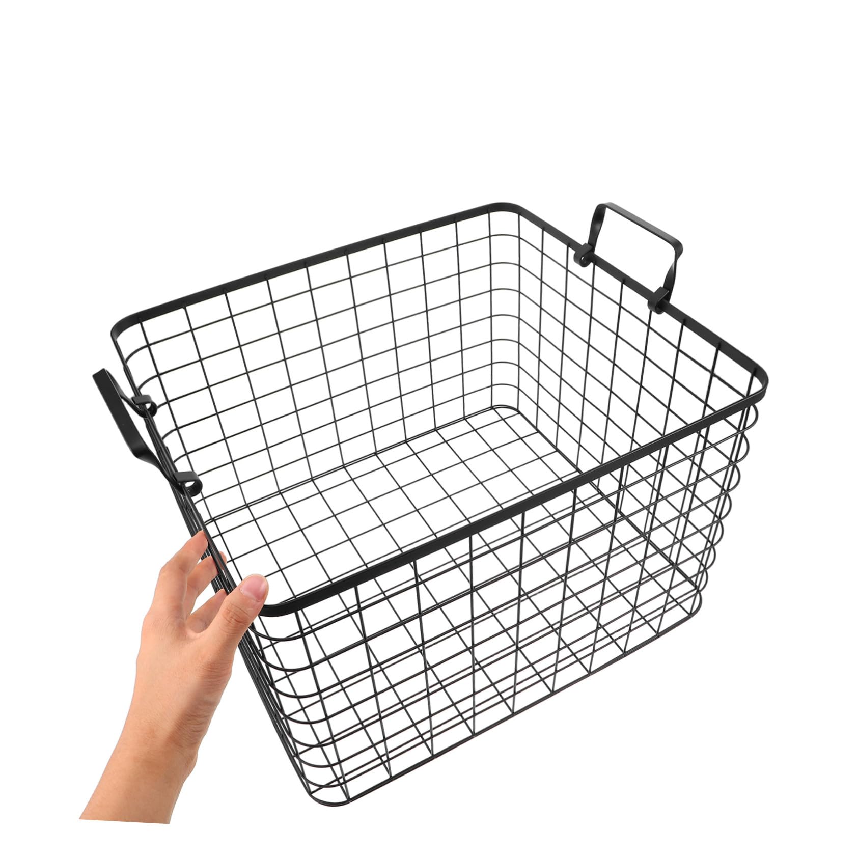 Cesta de Hierro Negra para Leña Asa, Diseño Abierto Clásico | Almacenamiento de Combustible, Uso Interior y Campamento, Forma de Cesta Elegante para Troncos