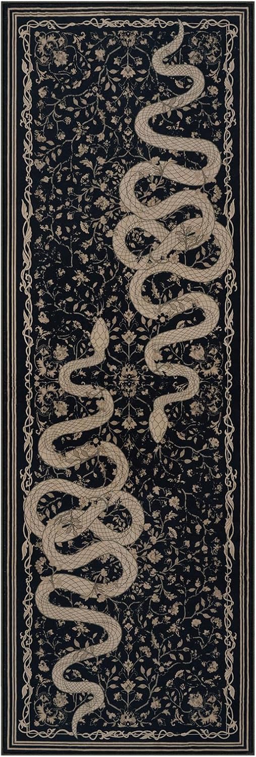 LIVEBOX Washable Runner Rug, 2x6 Runner Rugs for Hallway, Non-Slip Kitchen Runners, Soft Low Pile Non-Shedding Carpet for Kitchen, Hallways, Entryway, Bedroom, Bathroom(Black)