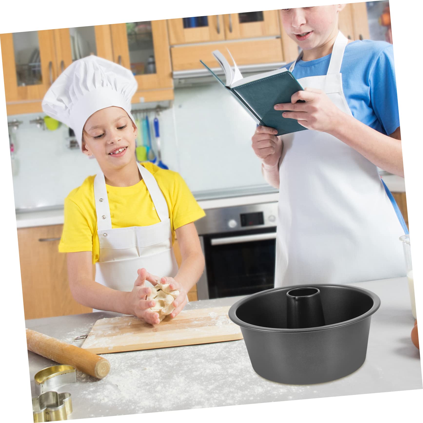 Amosfun 2 Piezas Molde de torta hueco molde para pasteles estriado tarta de queso moldes molde redondo planchas de asar molde de pastel útil herramienta para hornear acero carbono Black