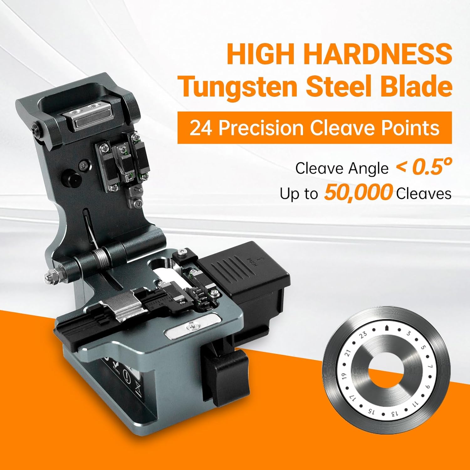 SENDUN 9C+ Fiber Optic Cleaver, Professional FTTH Cleaving Tool with 24-Spot Auto Rotate Blade One-hand Operation, 3-in-1 Fiber Holder, Automatic Return, Aluminum Alloy Body, Up to 72,000 Cleaves