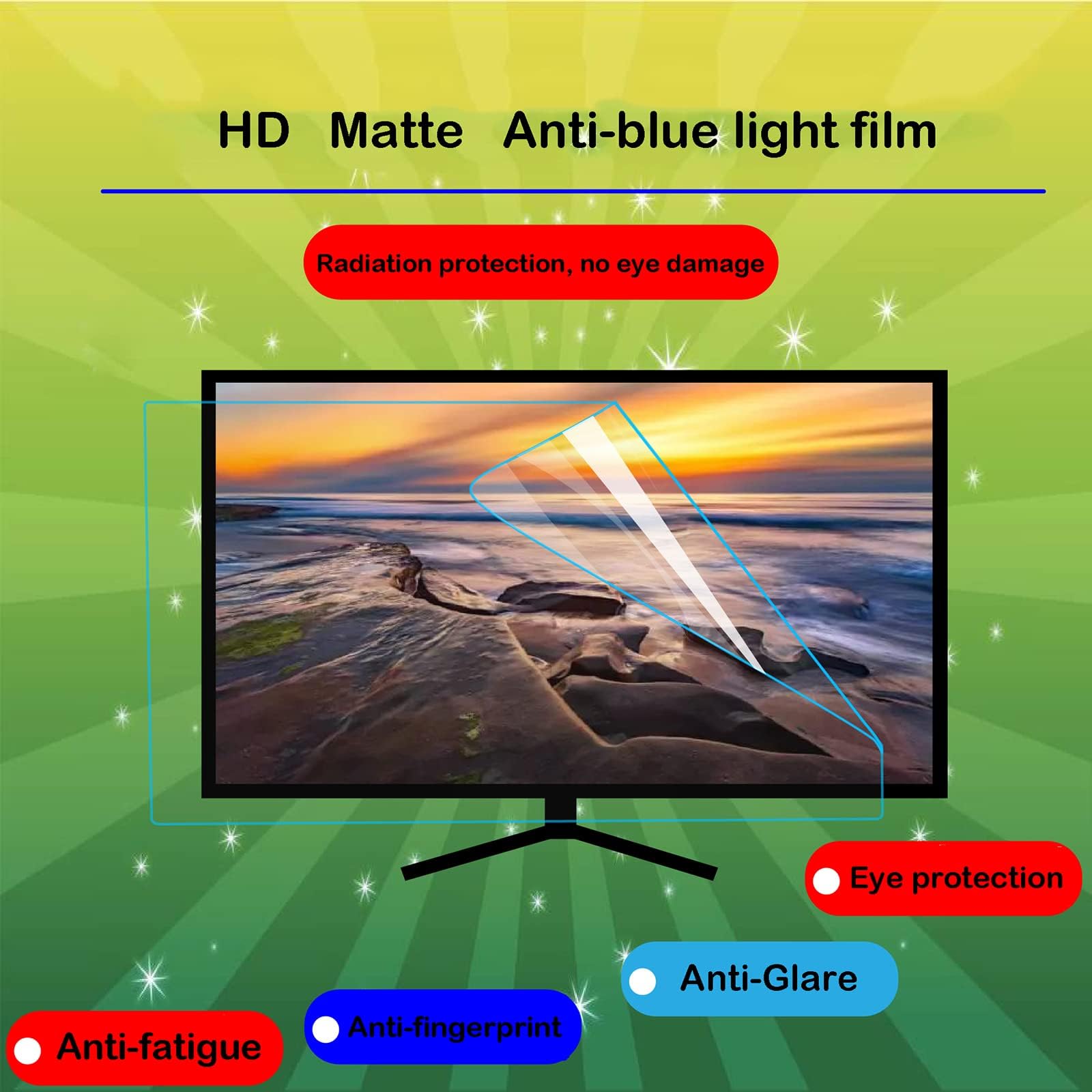 40-47 Inch Led Hd Tv Matte Anti-glare Film, Anti Blue Light, Anti-scratch Injury, Relieve Computer Eye Strain and Help You Sleep Better,Matte-42inch(930x525mm)