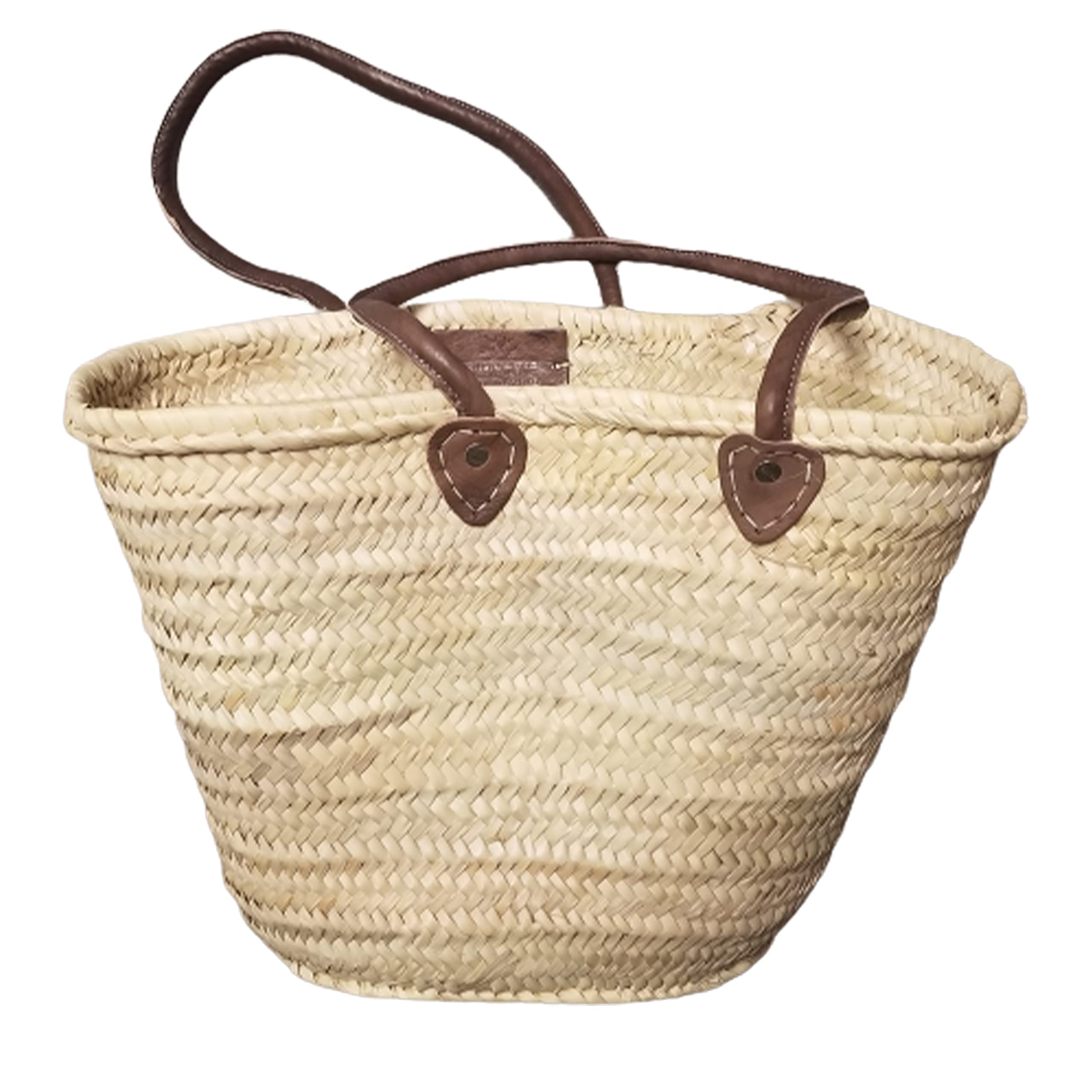 Anew Straw Bag French Basket Handmaded in Morocco - Artisan woven with palm leaves And Leather Strap