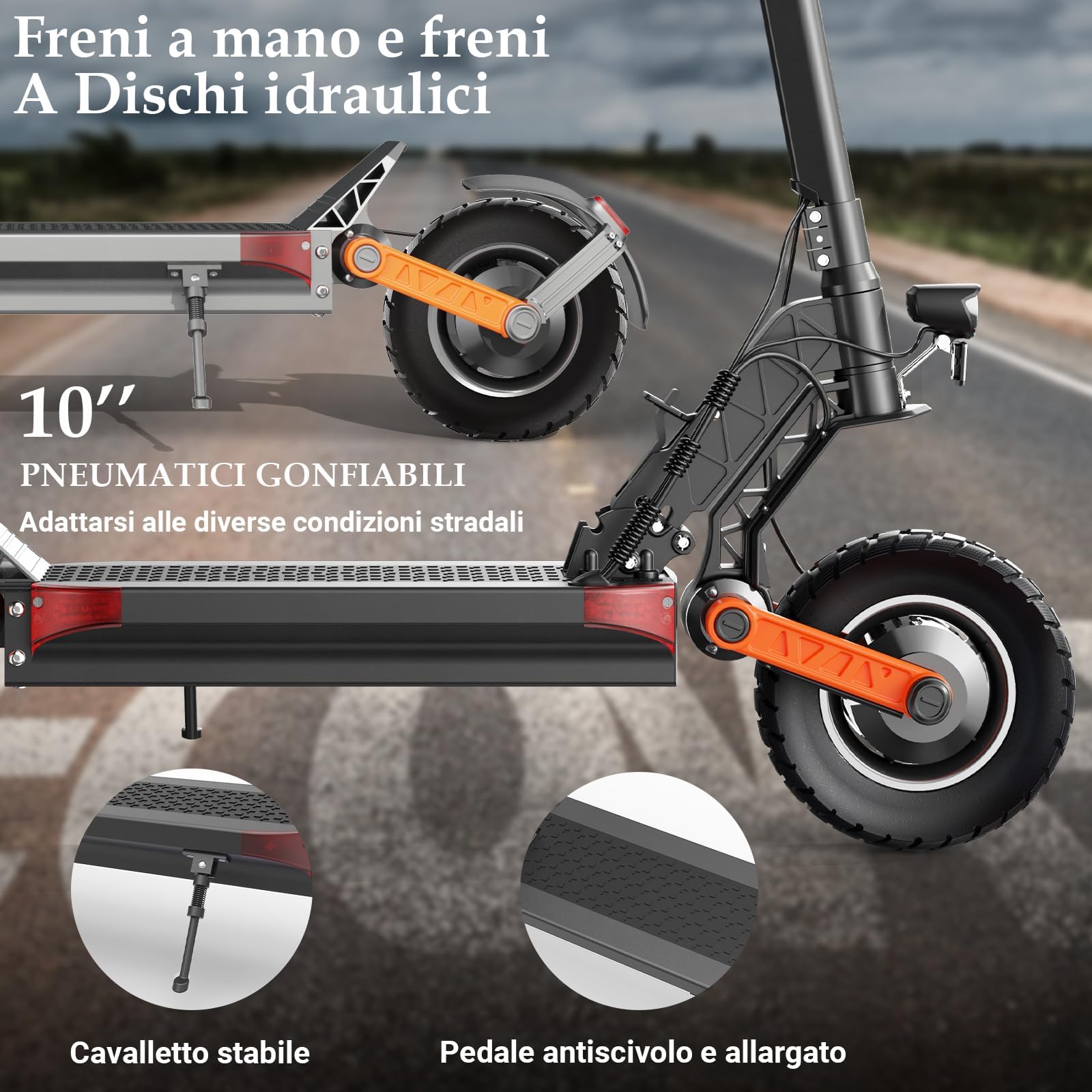 JOYOR Monopattino Elettrico, 60-90KM 48/60V 18Ah, Carico 150kg, Doppio Ammortizzatore e Freni a Disco Anteriori e Posteriori, Monopattino Elettrico per Adulti Pieghevole