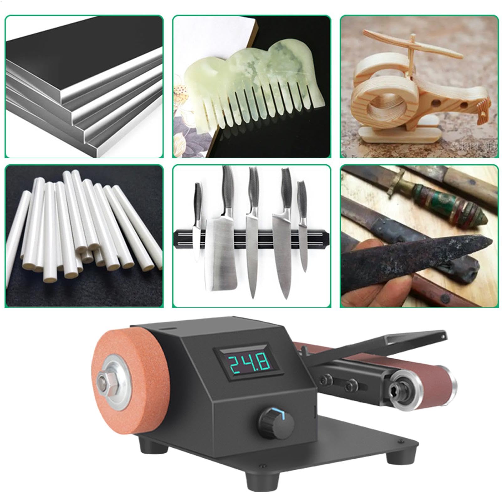 Piccola smerigliatrice da banco, smerigliatrice da banco Levigatrice a | Smericante da banco in miniatura da 350 W professionale, alta precisione con 10 cinture di levigatura