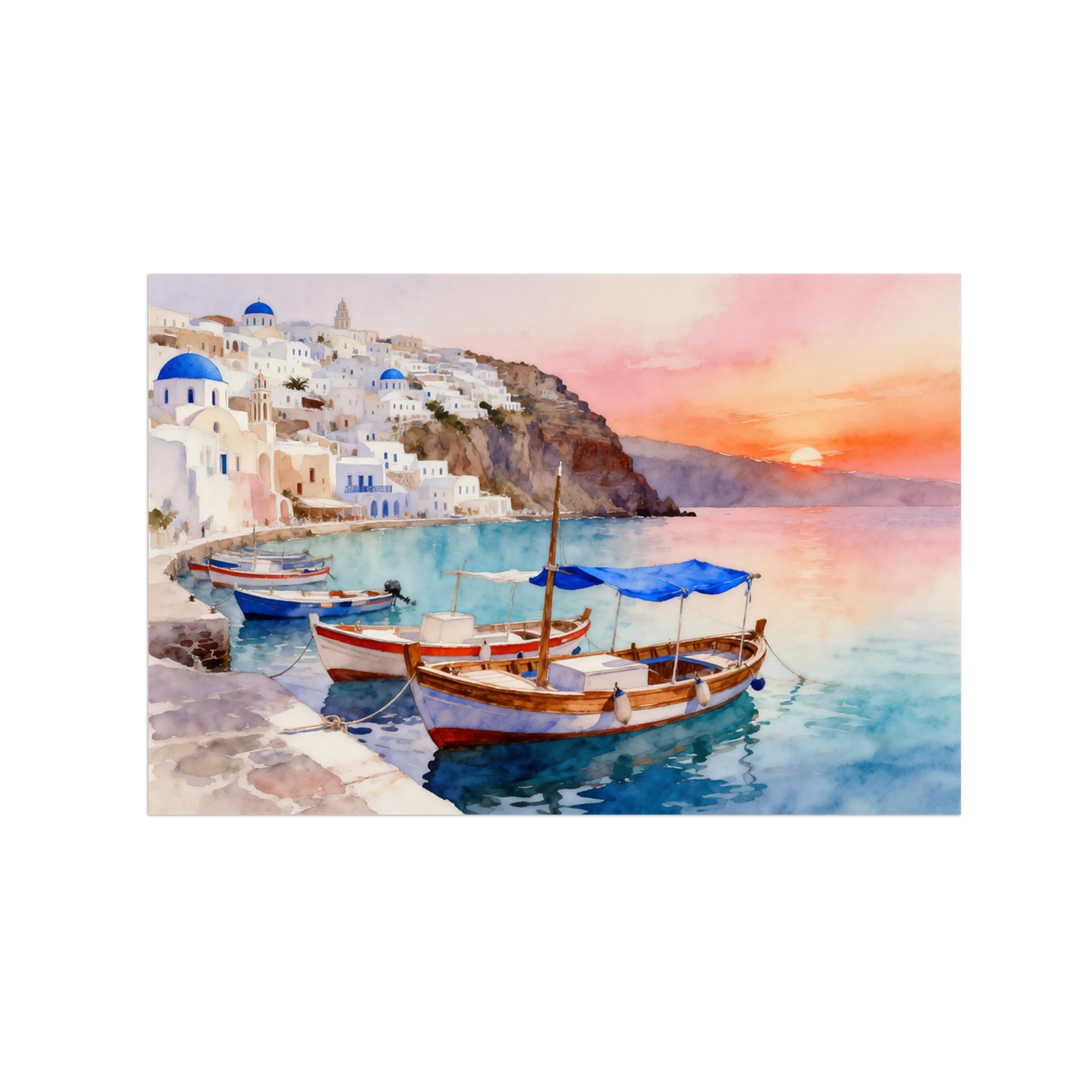OZPWBVY Buildings Boat Landscape Canvas Wall Art Print Painting 70x105cm Unframed