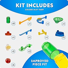 NATIONAL GEOGRAPHIC Glowing Marble Run Expansion Pack - 5 Glow in The Dark Glass Marbles, 20 Construction Pieces, Great Creative STEM Toy for Girls and Boys, Marble Maze