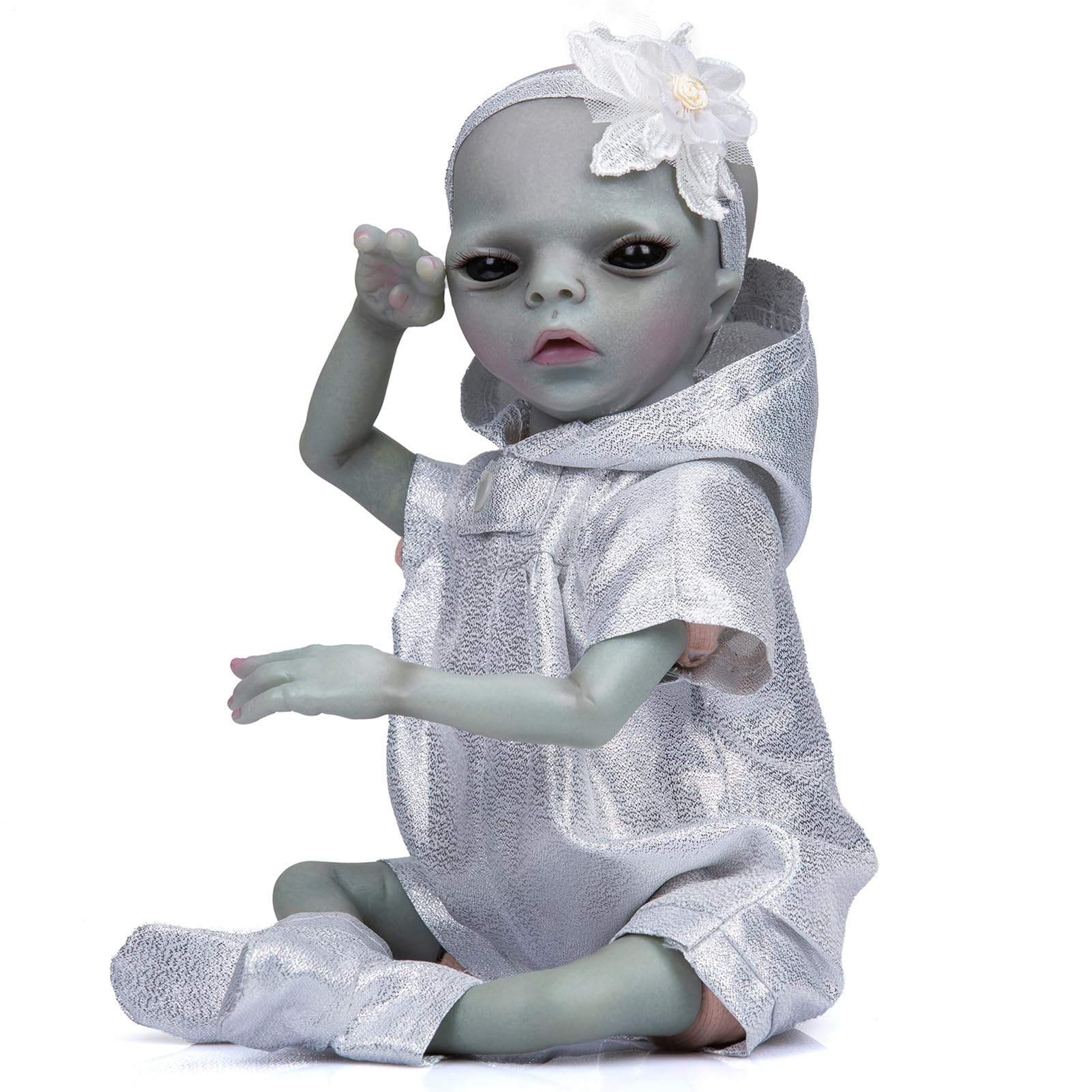 Reborn kid Doll - 14 Inch Poseable Full Body Silicone Vinyl Alien Doll, Ultra Realistic Collectible | Interactive Toy for Children Collectors Playtime Pretend Display Gift