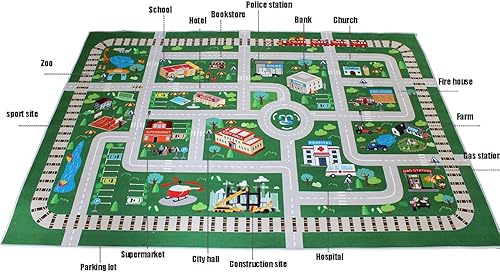 Vista 2 de Alfombra de juego para sala de juegos para niños, camino de la vida urbana para automóviles, divertido mapa de ciudad para juguetes de pista