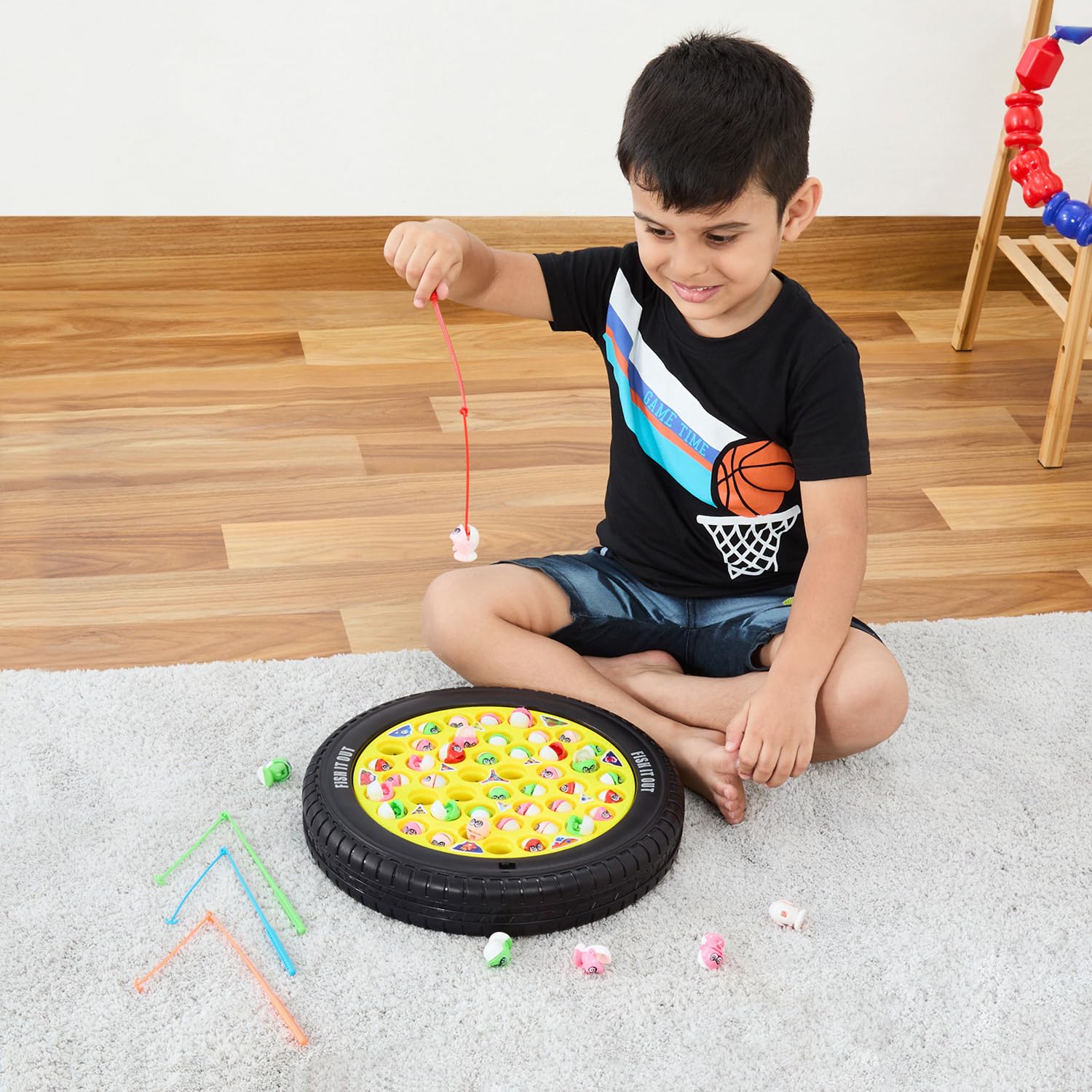 Sponsored Ad - Amazon Brand - Jam & Honey Musical Classic Board Game Fish Game with Rotating Pond | 45 Pieces | Birthday Return Gifts for Kids