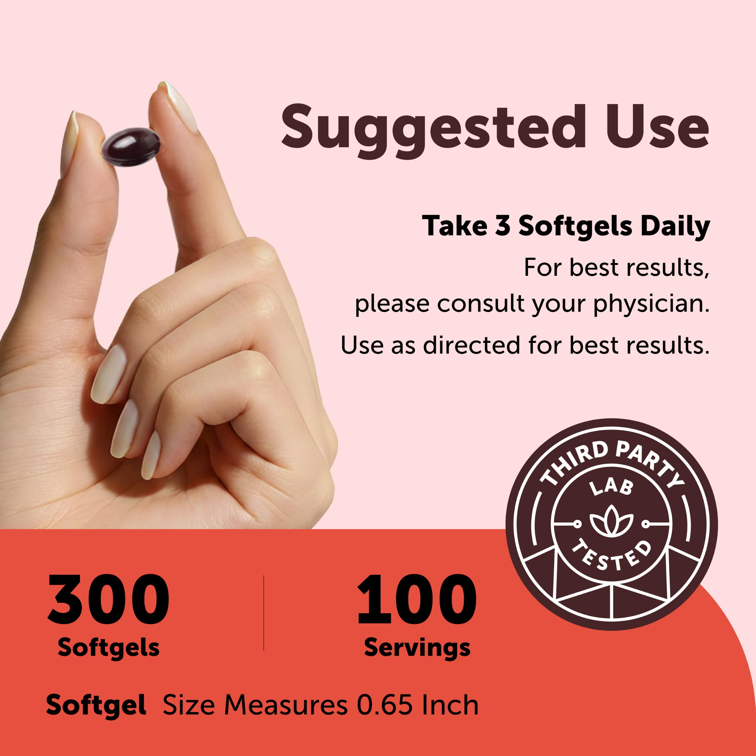 Tart Cherry+ with Magnesium Glycinate & 95% Turmeric Curcumin, 300 Softgels — Amazon image 4