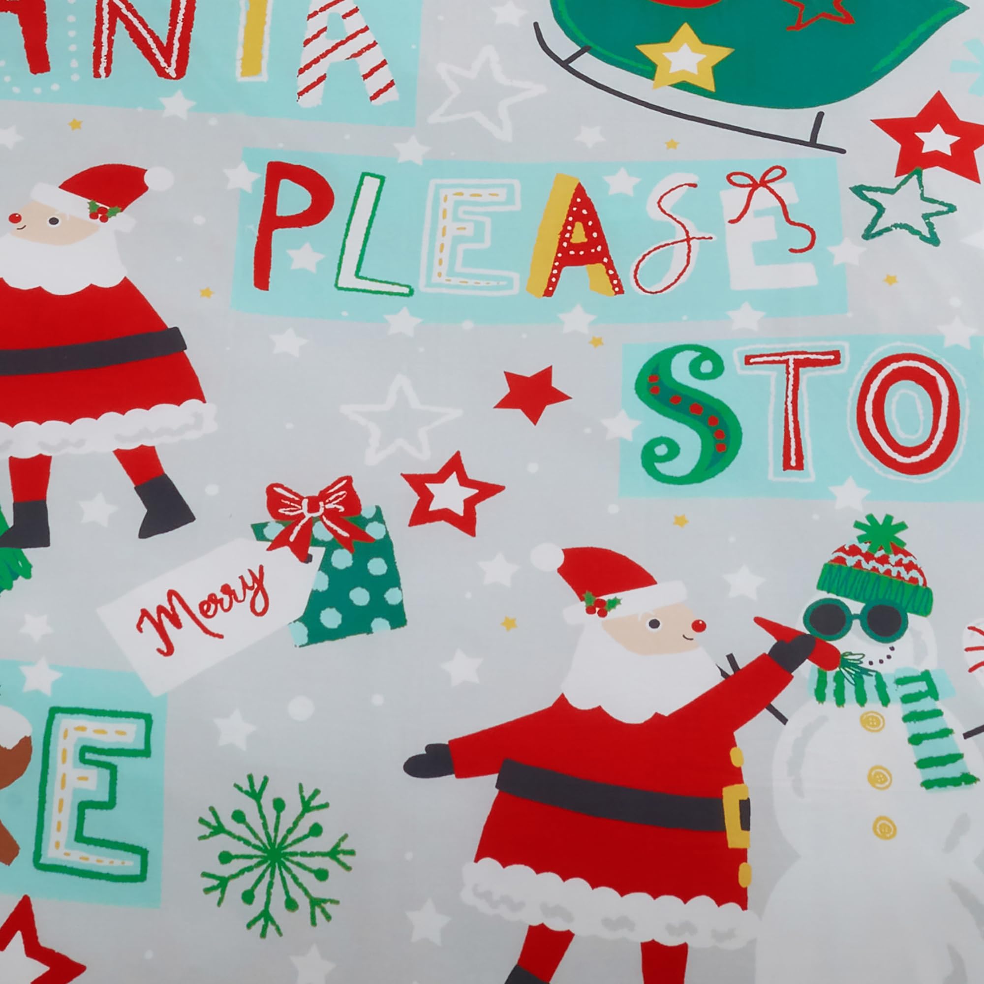 Bedlam, Cartoon Santa Please Stop Here Duvet Cover, Double Bedding Size (200 x 200cm), Reversible (2 Designs) - Image 3