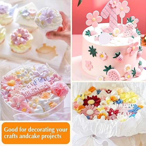 Miniatura 6 de KALAIEN Juego de 5 moldes de silicona para fondant de flores, flores de margarita, rosa, crisantemo para chocolate