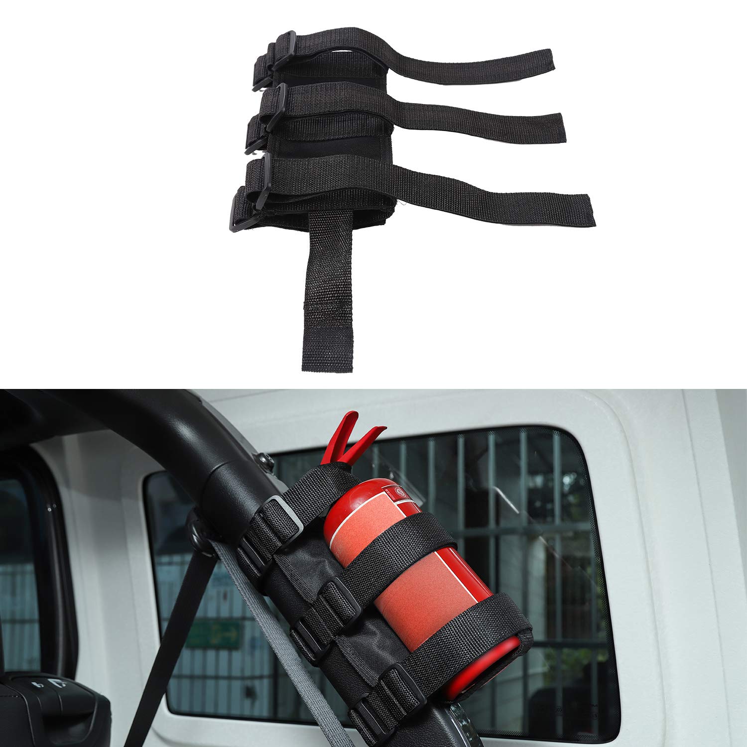 Roll Bar Fire Extinguisher Holder, Adjustable Fire Extinguisher Strap