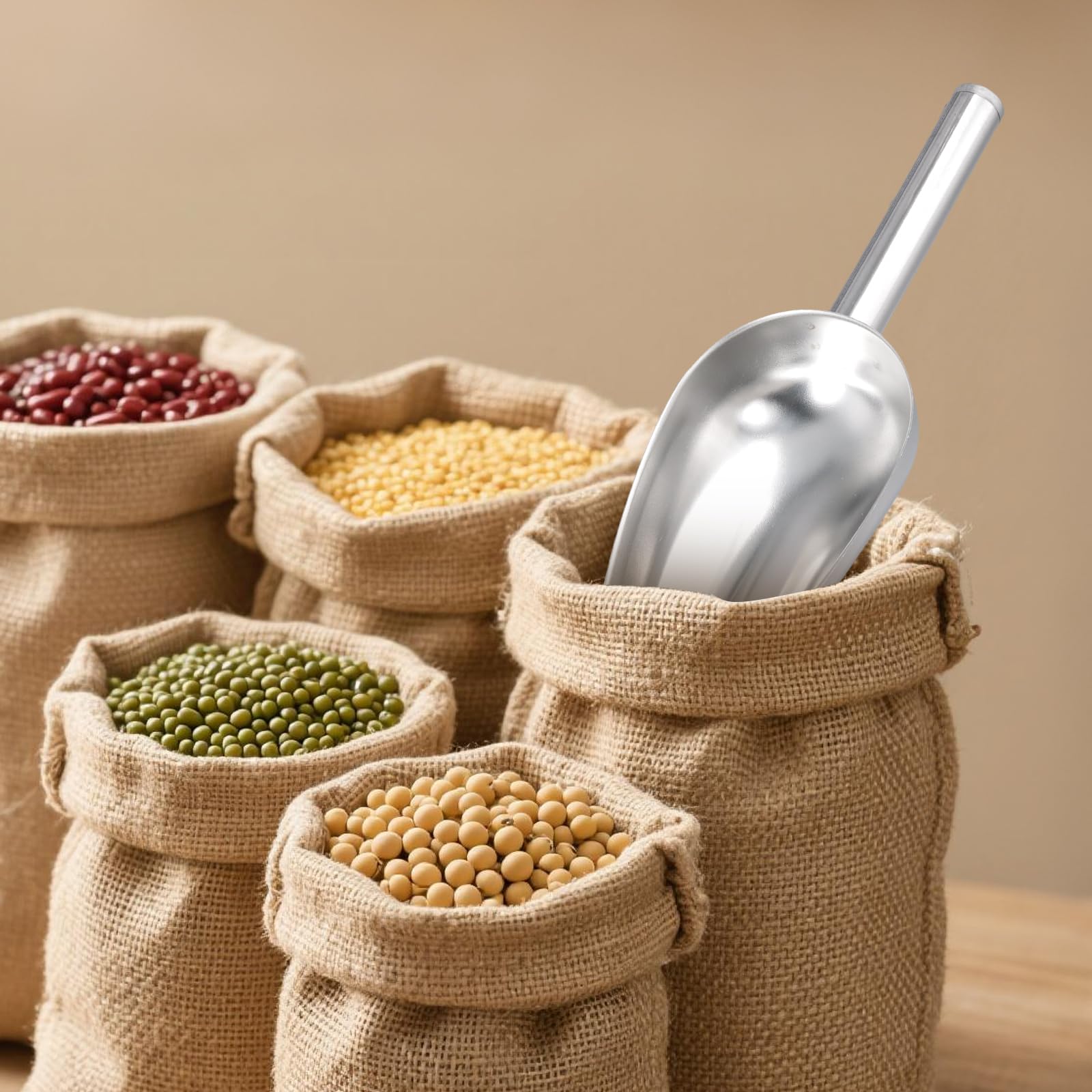 10 Paletta Ghiaccio, Paletta per Ghiaccio in acciaio inox multiuso, per alimenti feste da bar in cucina, per farina, cereali, noci, chicchi di caffè, 19 cm