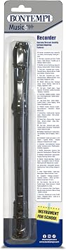 BONTEMPI - Soprano Recorder with German Fingering, Double Hole, 28 Note Range C-D, Shockproof Material, 3 Pieces, Includes Wiper 330 mm