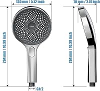 Krobec Kézi Zuhanyfej 130mm - Króm Esőztető Zuhanyrózsa 3 Vízsugár Típussal, Masszázs Funkcióval, Öntisztító Fúvókákkal, Univerzális G1/2 Me 3