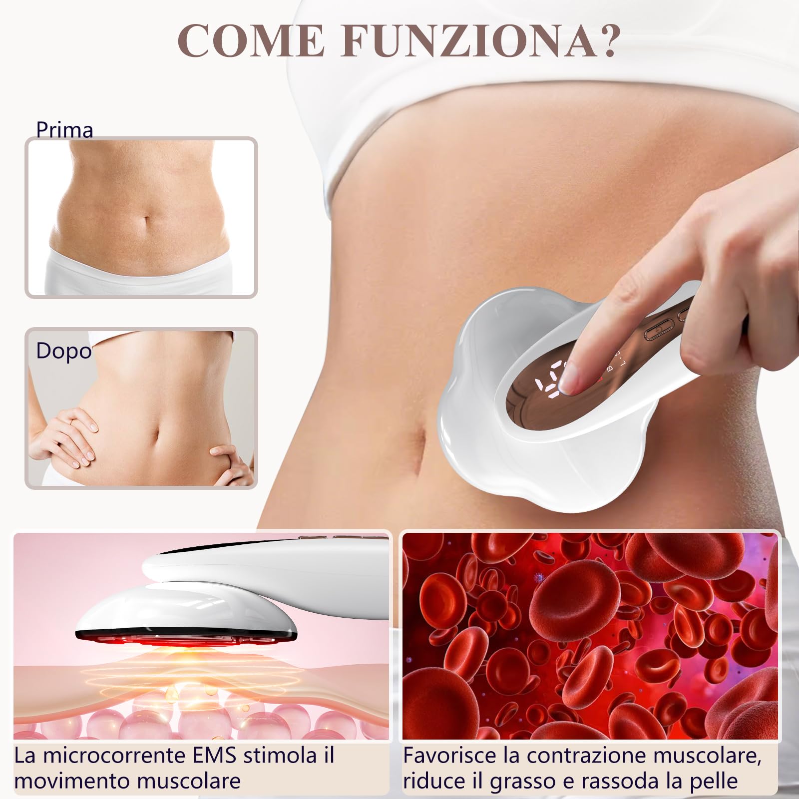 Robofun Massaggiatore Anticellulite Professionale, 3 in 1 Massaggiatore Anticellulite Elettrico con 15 Livelli & 3 Modalità e Riscaldamento di Lavoro Unisex per Vita, Braccia, Vita, Glutei