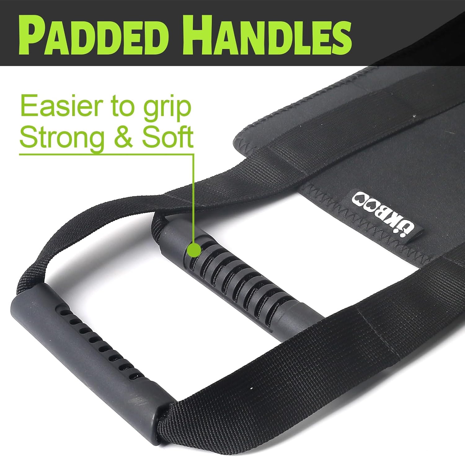 Close-up of padded handles