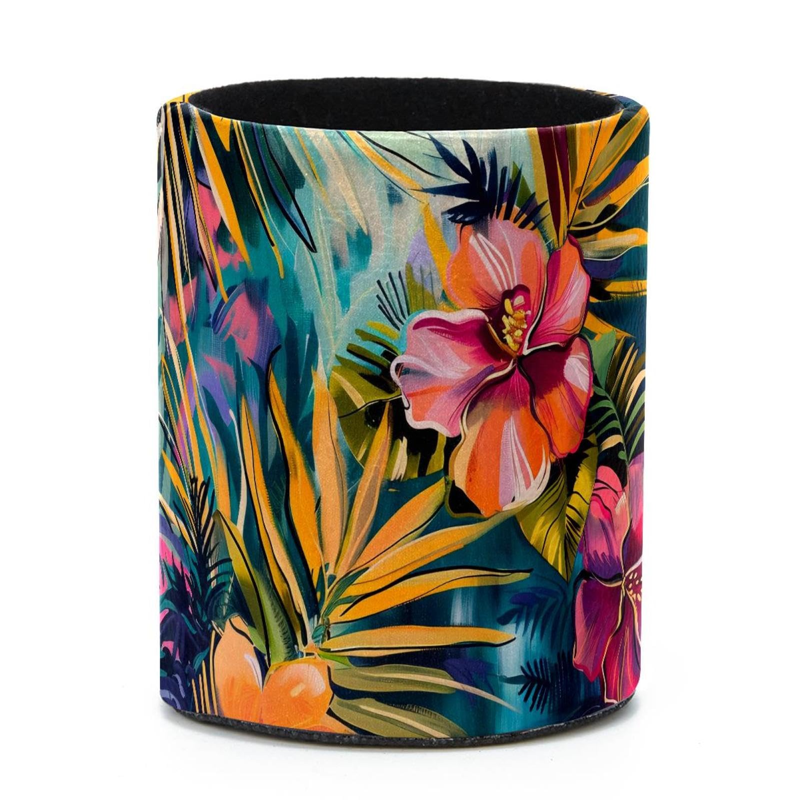 VAPOKF Round Pencil Holders for Desk, Tropical Palm Pen Holders Pen Pot Makeup Brushes Storage Desktop Stationery Supplies Organiser for Home Office